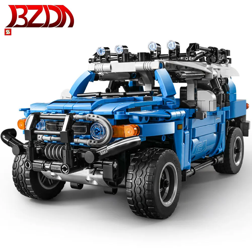 

BZDA City High-Tech UV Off-road Super Car Pull Back Car Model Building Blocks Educational Assemble Toys For Boys Christmas Gifts