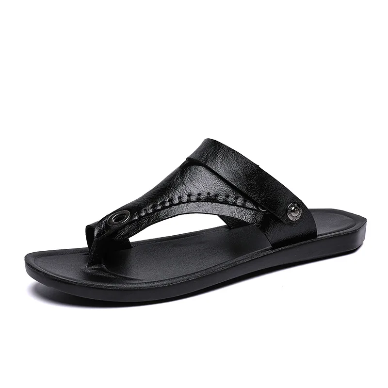 Новинка 2020 года стильные мужские шлепанцы летняя повседневная кожаная пляжная