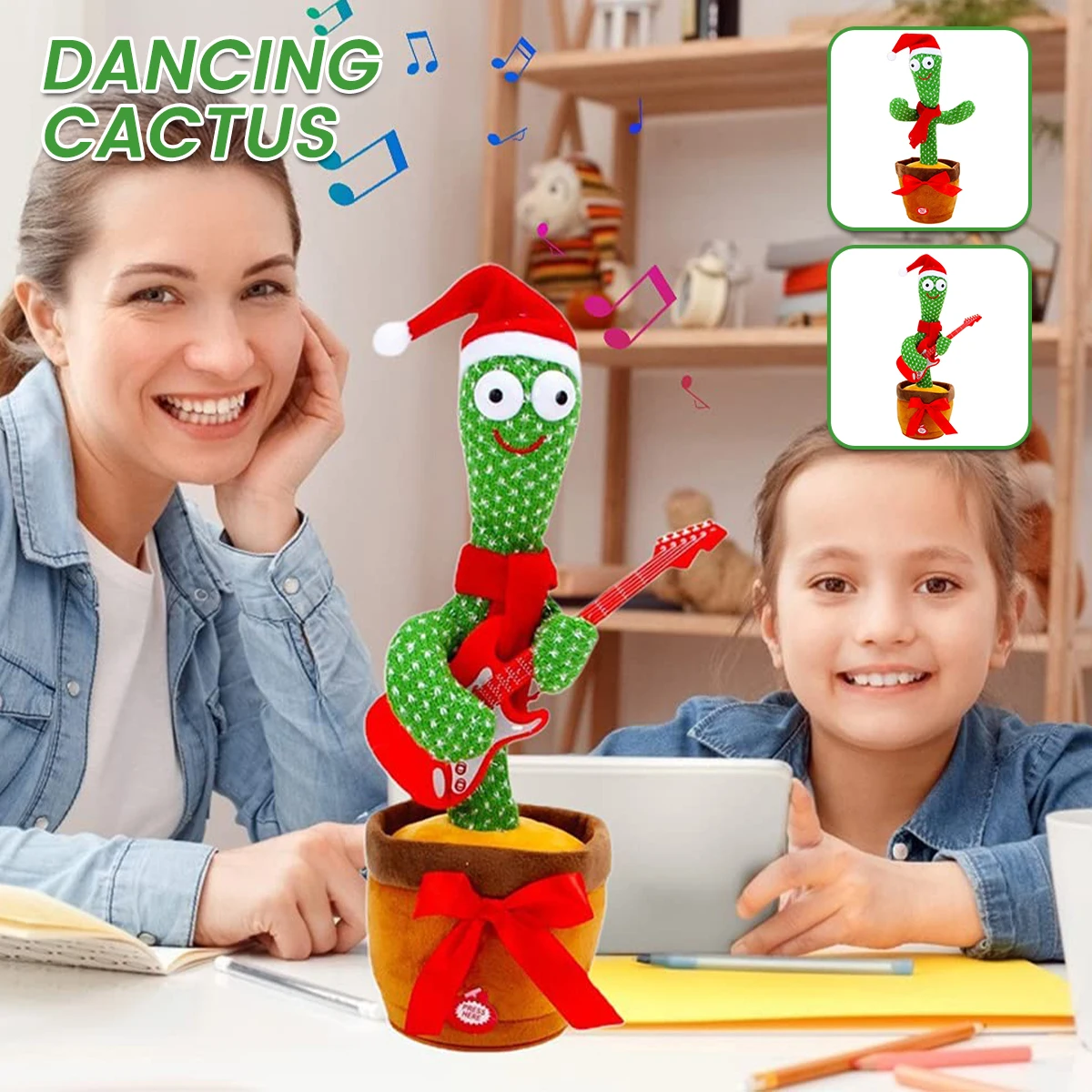 

Dancing Cactus Christmas 120 Songs Imitate Voice Repeat Record Plant Plush Toy with Multi-languages for Kids Home Decoration