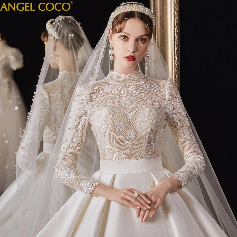 Maternity Wedding Dress Princess Elegant Lace Long Sleeve Party Gowns Saudi Arabic Dubai Formal Ball Gowns Pregnancy Dress