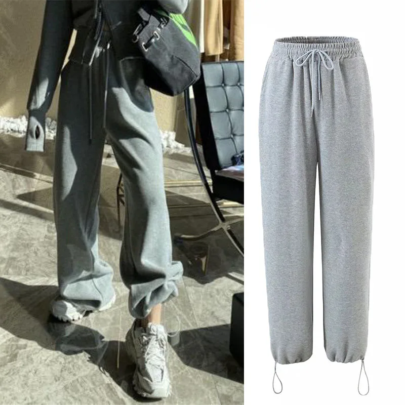 

WESAY JESI 2021 European And American Loose Casual Drawstring Sweatpants Women's Trend Elastic Waist Corset Harem Pants
