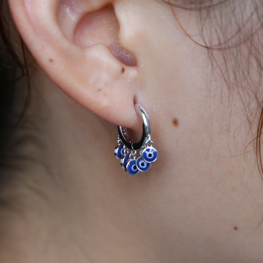 

fashion jewelry lucky sign turkish evil eye hoop enamel charm minimal top quality charming elegance hoop earring for women