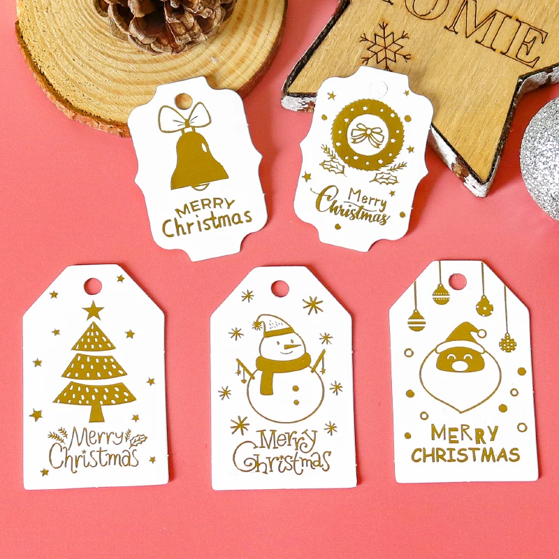 

50 наборов рождественских этикеток для горячего тиснения, карточка из крафт-бумаги, Подарочная этикетка «сделай сам», Рождественская, новог...