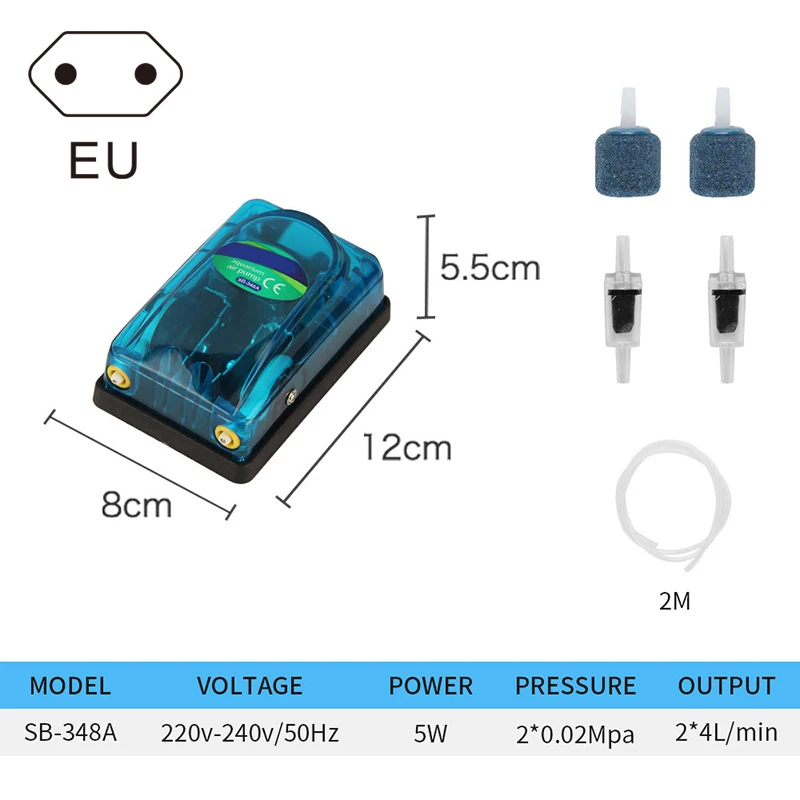 

Aquarium Fish Oxygen Air Pump Single/Double Outlet Transparent Mute with Antiskid Foot SB-348A SB-248A JDH88