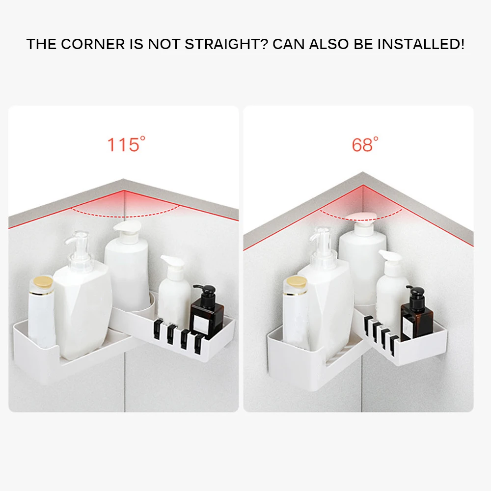 Вращающаяся полка-органайзер для ванной комнаты с 4 крючками настенное крепление