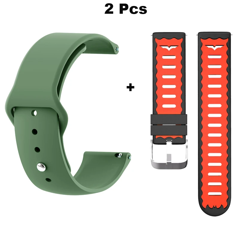 Браслет 22 мм для Xiaomi Huami Amazfit GTR 47 мм Pace Stratos 2 ремешок для часов samsung gear S3 Galaxy 46 мм ремешок для часов Correa - Цвет: ArmyGreen-Black Red