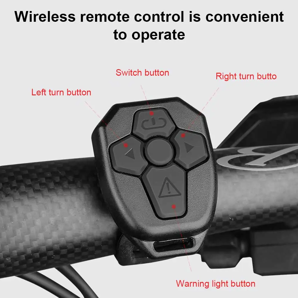 

Remote Control Bike Taillight USB Rechargeable Bicycle Tail Rear Light Turn Signal Braking Warning Wireless LED Cycling Lantern