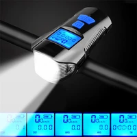 waterproof usb bicycle light front flashlight bike speedometer bicycle computer gps with horn lcd screen bike accessories