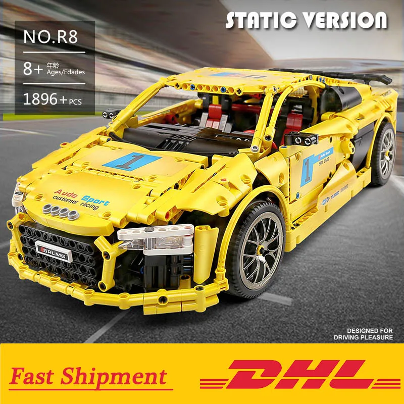 Высокотехнологичный гоночный автомобиль MOULD KING Audis R8 V10 второго поколения