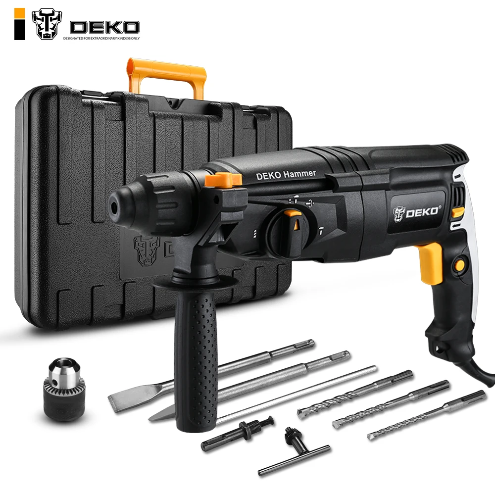 

DEKO 220V GJ181 26mm 4 Functions AC Electric Rotary Hammer with BMC&Accessories Impact Drill Electric Drill Power Drill