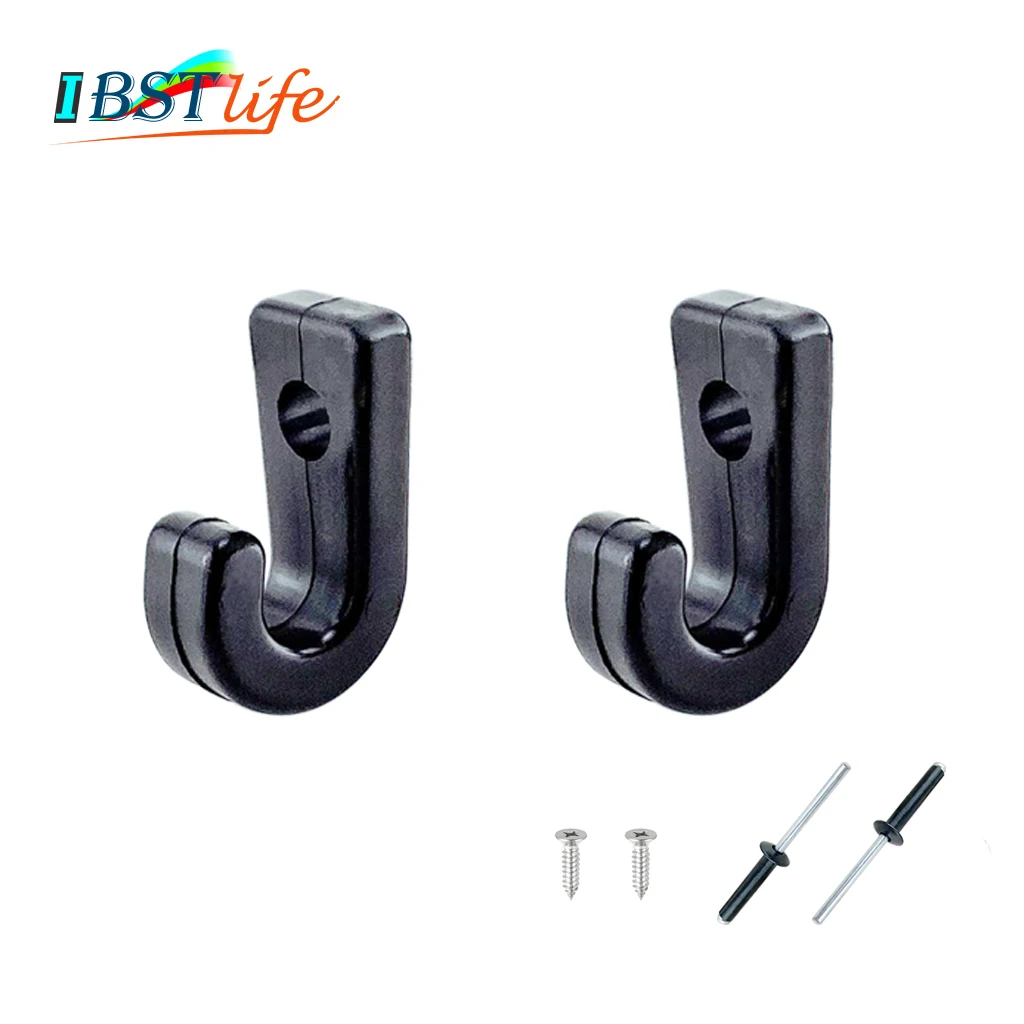 

1 Pair J Shape Hook Durable Plastic J Shape Screws Lashing Hook J-hooks Tie Down Hook for Kayaks Canoes Rowing Boats Accessories