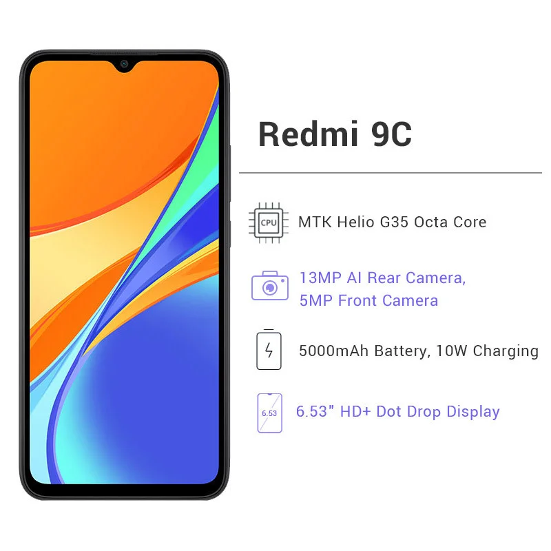 Смартфон Xiaomi Redmi 9C 2 ГБ 32 ГБ/3 Гб 64 HD дисплей 6 53 дюйма Восьмиядерный Helio G35