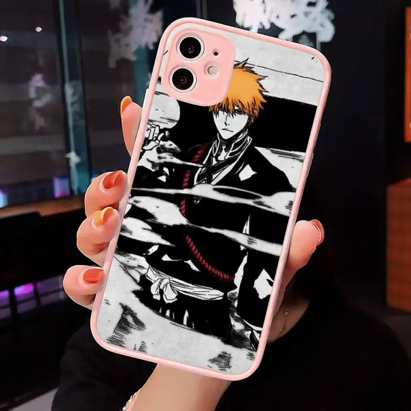 

Anime Kurosaki Ichig Phone Case Matte transparent For Pink iPhone 12 Mini 11 Pro XR XS Max 7 8 Plus X Back Cover