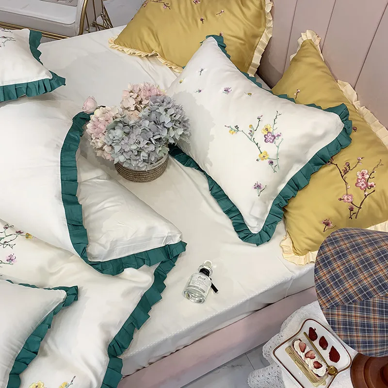 Новый продукт 2019 комплект постельных принадлежностей из 4 предметов с вышитыми