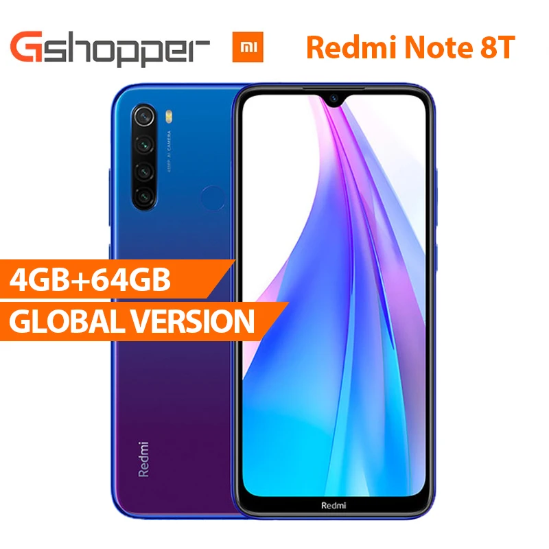 Глобальная версия Xiaomi Redmi Note 8T 4 Гб 64 48MP Quad Camera Восьмиядерный Snapdragon 665 6 3 дюйма