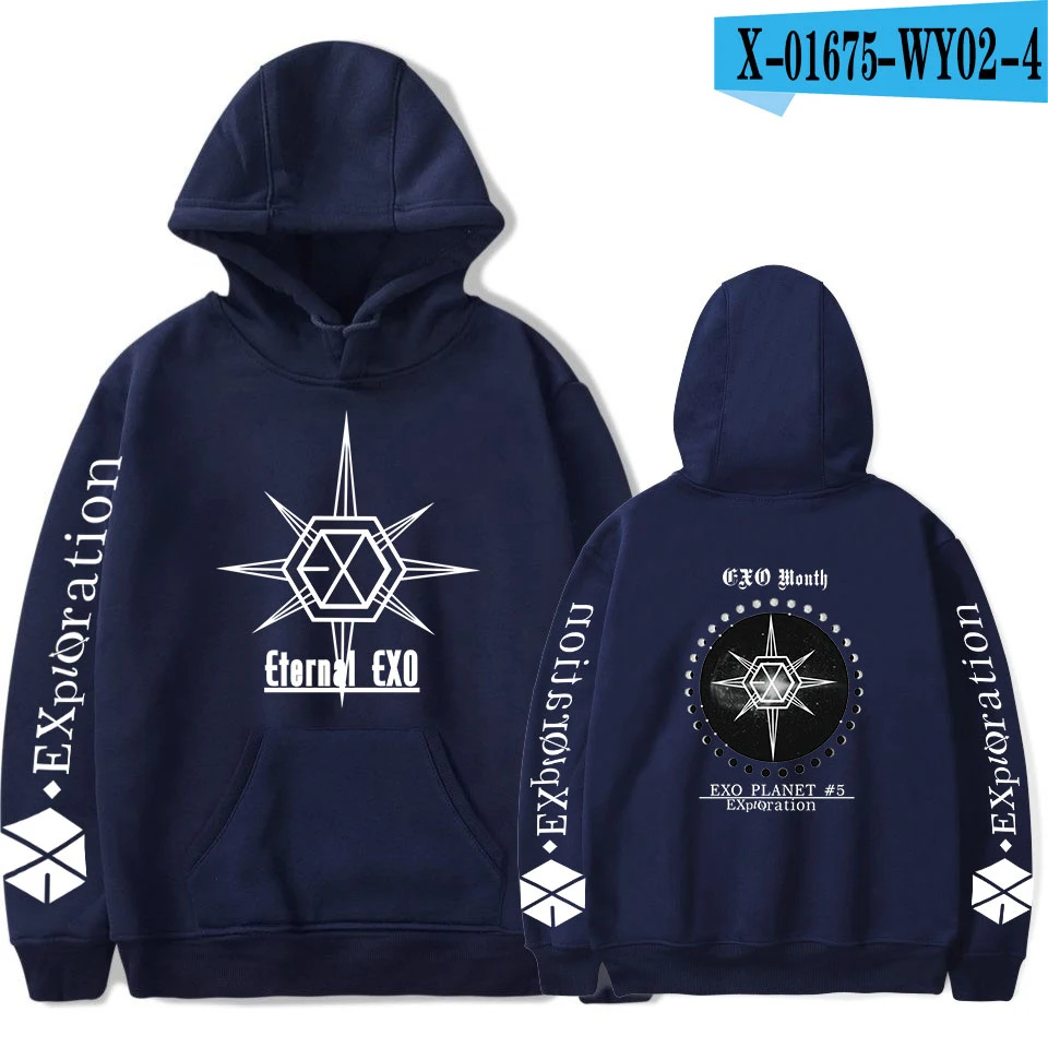 Темно-зеленый Новое поступление EXO планета#5 толстовки Для мужчин повседневный пуловер уличная Толстовка Sudadera Hombre Male; EXO планета#5 Толстовка Для мужчин - Цвет: Темно-зеленый