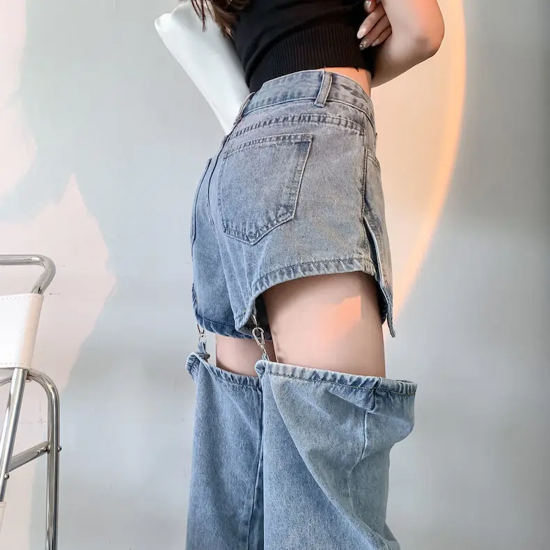 Джинсы женские рваные с высокой талией в стиле Харадзюку | Женская одежда