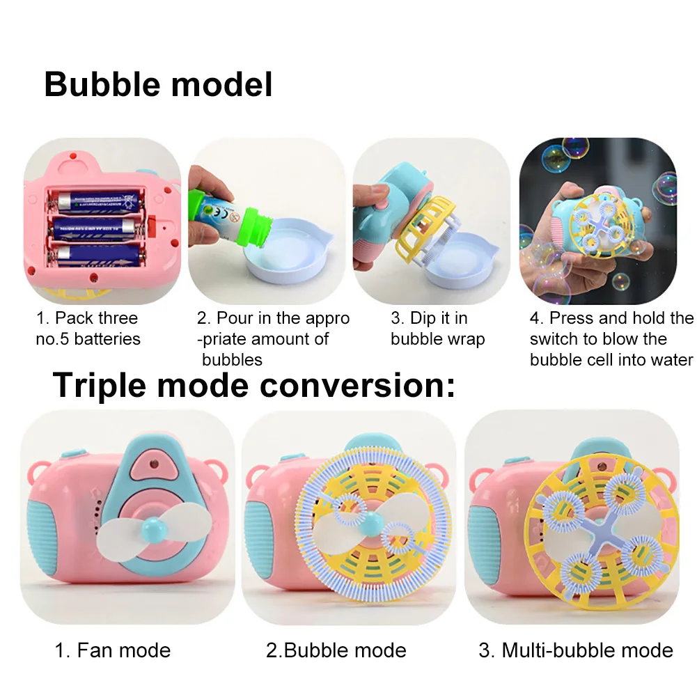 

Camera Shape Electric Music Light Blowing Bubble Maker Blower Outdoor Kids Toy