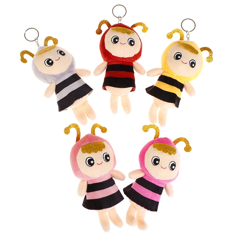 

1Pc 12CM Cute Bee Stuffed Animal Plush Toys Keyring Key Chain Toys Doll Girls Valentine Gift