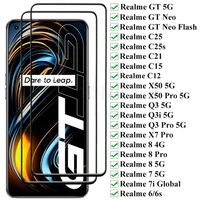 2pcs full cover tempered glass for realme gt 5g neo c25s c25 c21 c15 c12 q3 q3i 5g screen protector for realme x50 5g 8 7 7i 6s