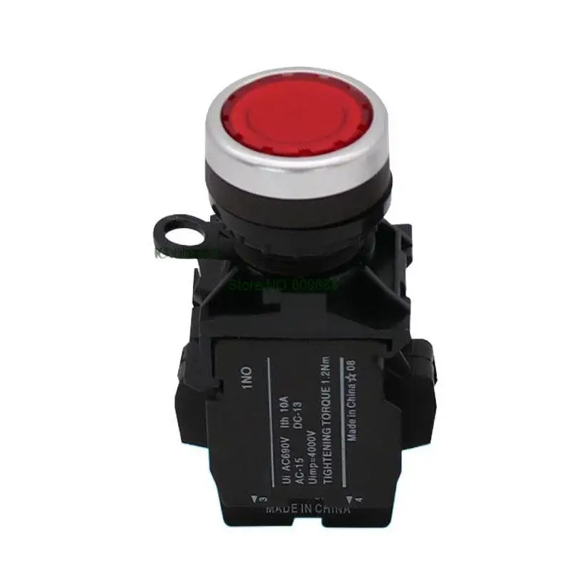 

10PCS LA42-11 D Flat Button Momentary Push Button Switch With Light CJK22 22 mm Red Green And 24V 220V