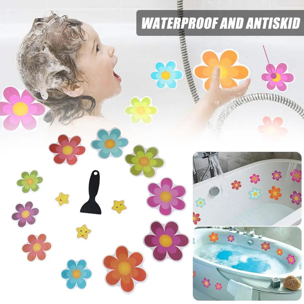 

10Pcs Anti-Slip Bathtub Stickers Baby Shower Waterproof Sticker Flower Non-skid Adhesive Bathroom Decor Tools for Child Kids
