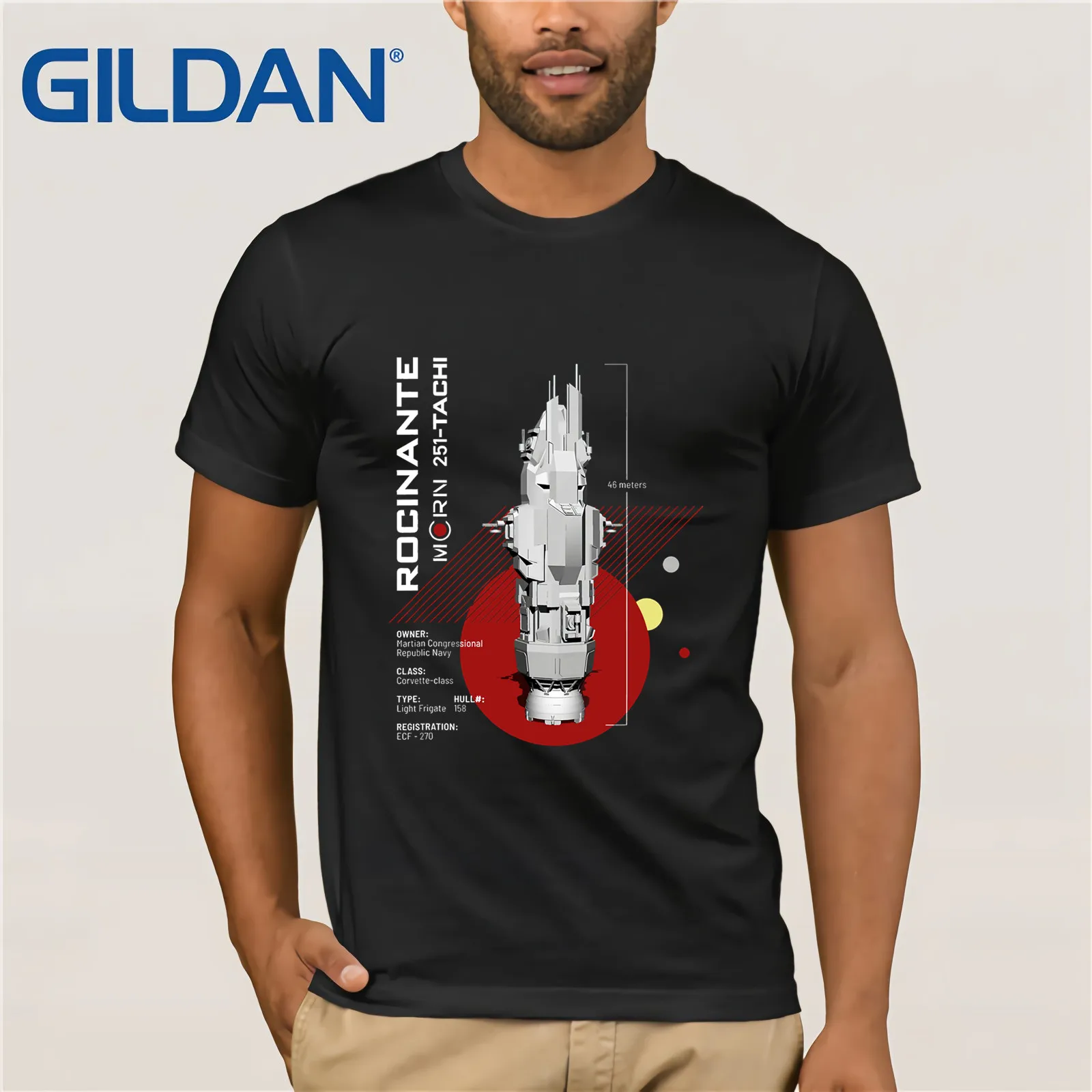The Expanse Rocinante shipping Летняя мужская футболка с коротким рукавом - Цвет: black