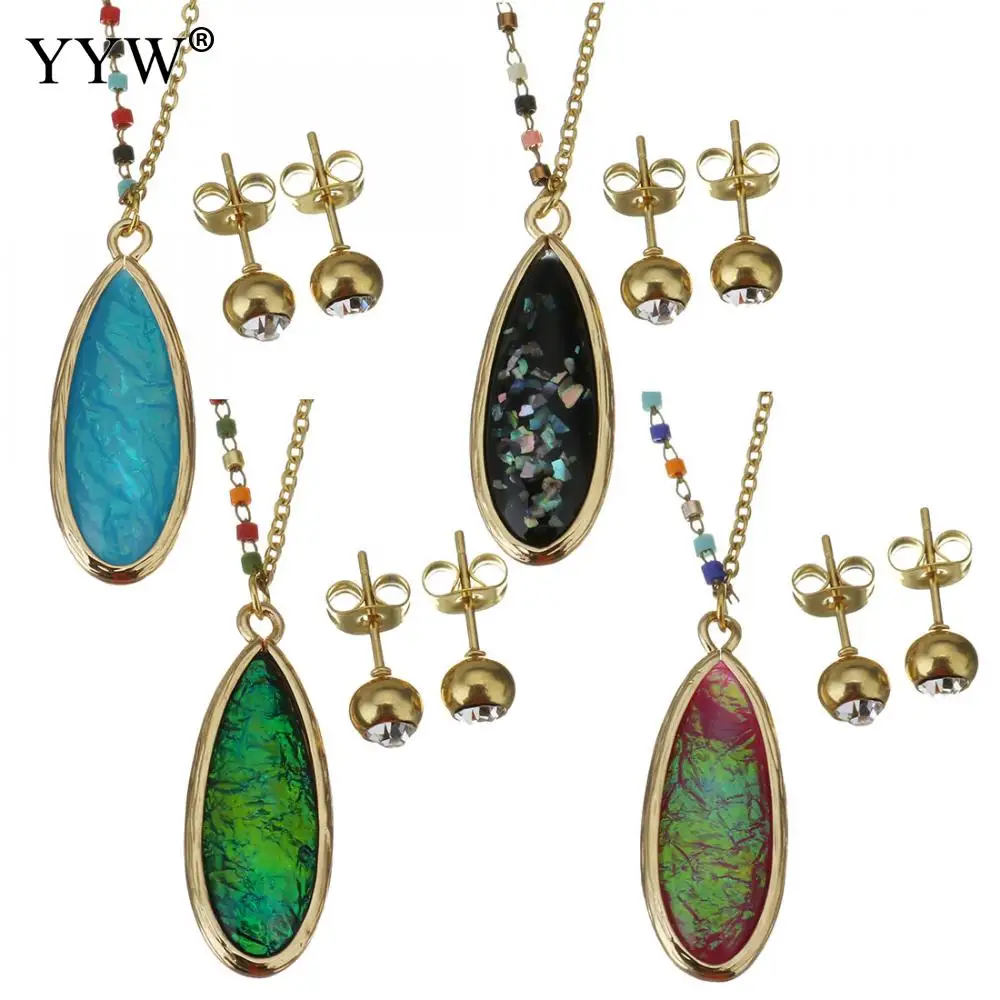 Набор украшений из нержавеющей стали 2019 серьги гвоздики ожерелье роскошные