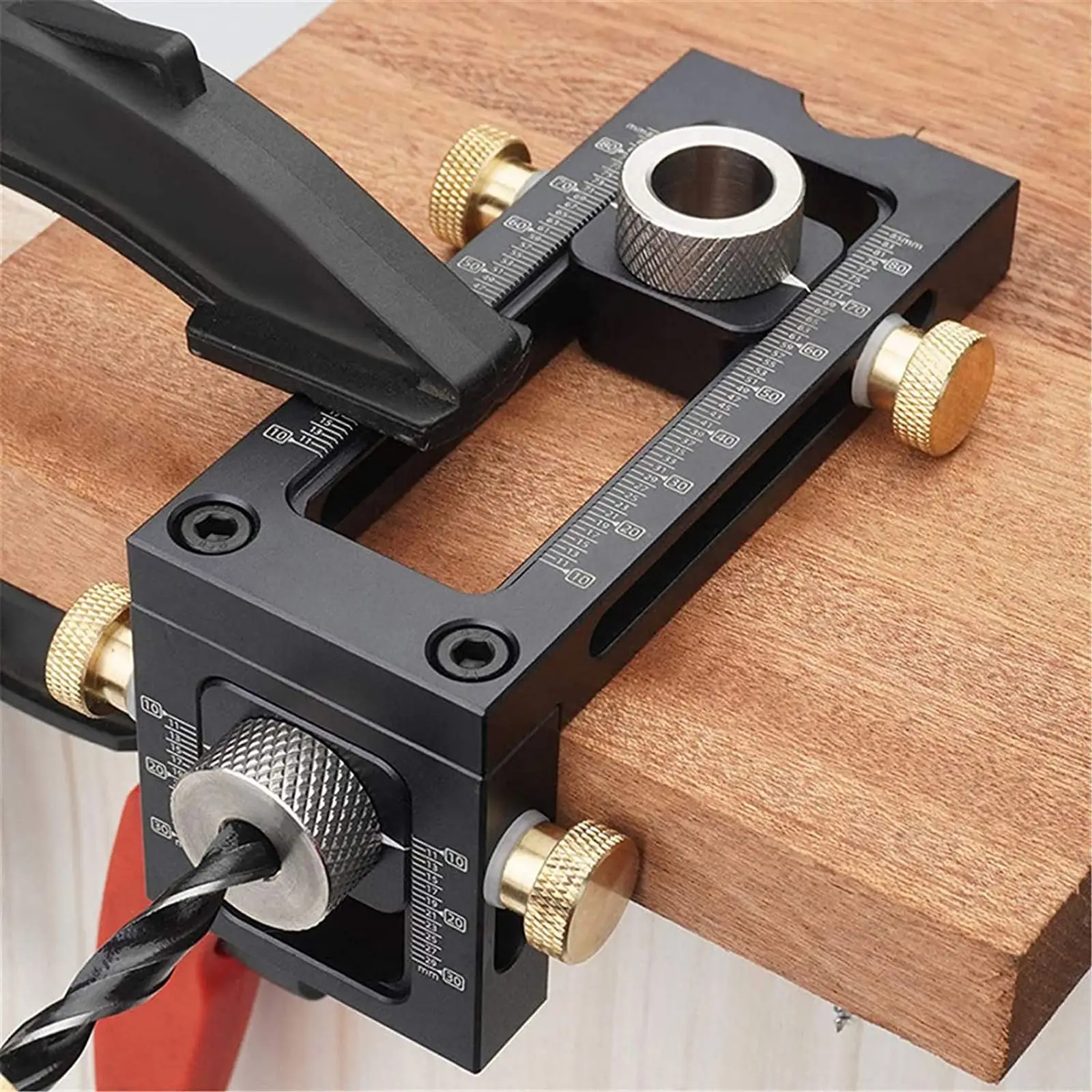 

2-in-1 Woodworking Drilling Puncher Locator with 6/8/10/12/15mm Drill Sleeves Adjustable Hole Punch Locator Set
