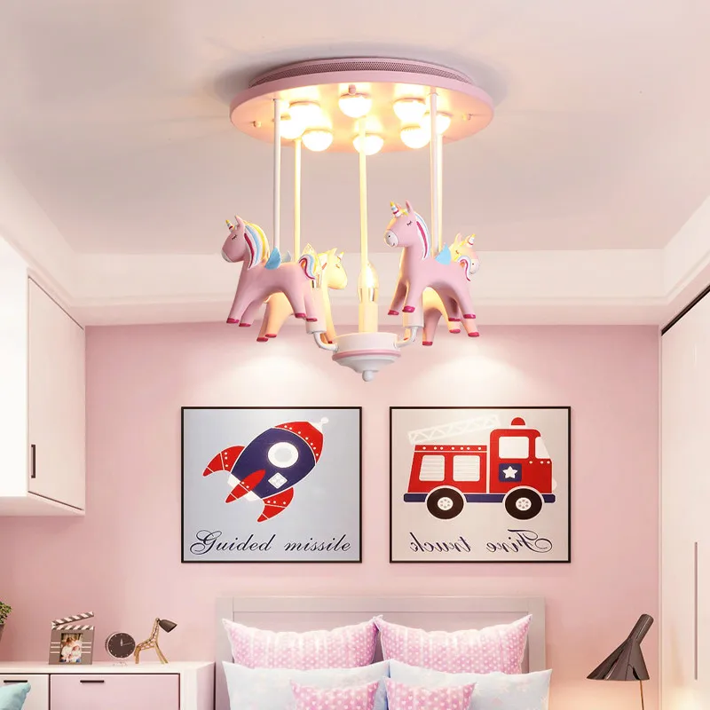 

Милый розовый потолочный светильник принцессы из смолы пони, детская комната для девочек, потолочный светильник, украшение для спальни, дет...