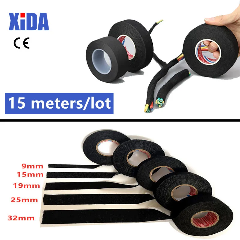 

15 Meter/Lot Heat-resistant Flame Retardant Tape Coroplast Adhesive Cloth Tape For Car Cable Harness Wiring Loom Protection