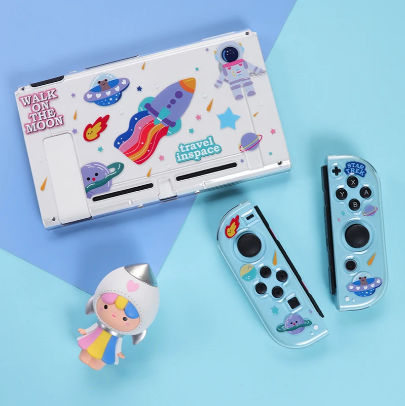Защитный чехол для Nintendo Switch NS Joycon прозрачный мягкий из ТПУ с ручкой раздвоенный