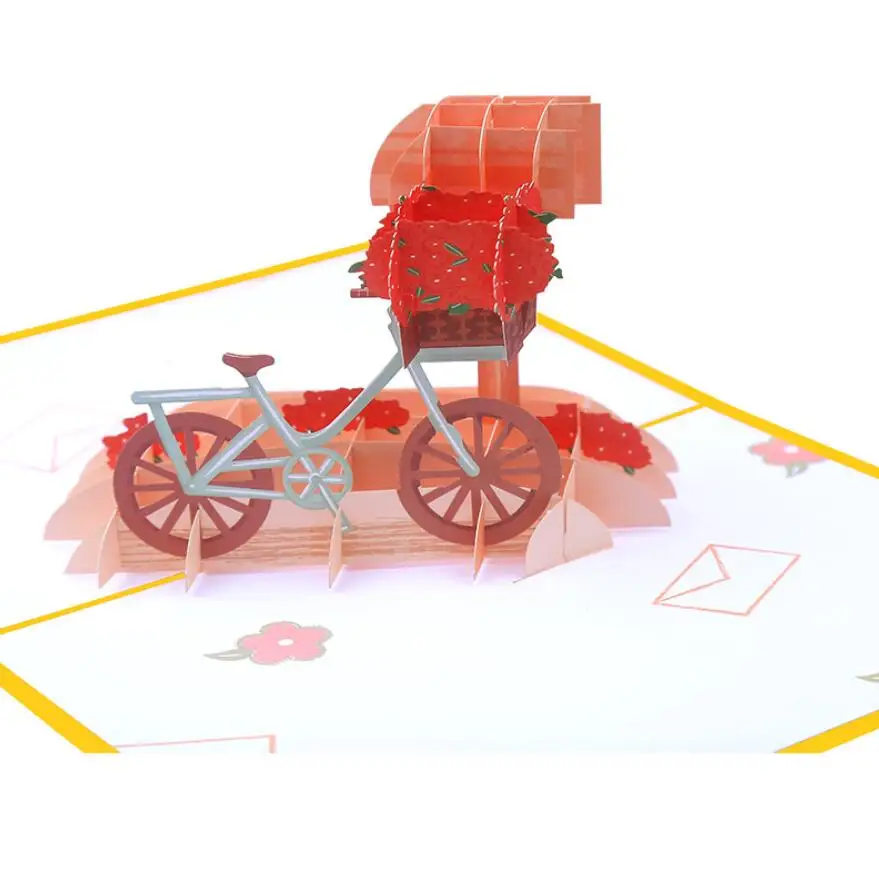 

10 шт. Киригами ручной работы, велосипедный почтовый ящик, 3D открытки, приглашения на Рождество, свадьбу, день рождения, подарок