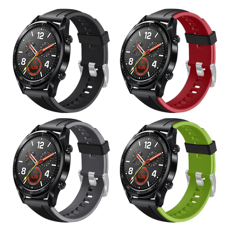 Ремешок силиконовый для Huawei Watch GT/2/2e/pro браслет Samsung Gear S3 frontier sport Galaxy watch 3 45 мм/46