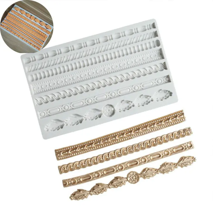 

DIY Border Silicone Mould Chocolate Decor Cake Mold Vintage Relief Fondant Rope