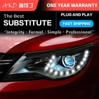 akd car styling headlights for vw tiguan 2010 led headlight drl head lamp led projector automotive accessories