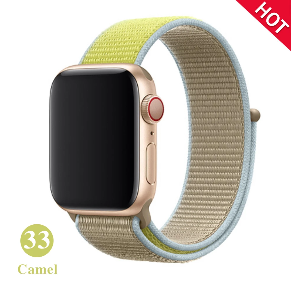 Тканый нейлоновый ремешок для apple Series 5, ремешок для часов 42 мм, 44 мм, 38 мм, 40 мм, спортивный нейлоновый браслет для iwatch 4/3/2/1 - Цвет ремешка: Camel
