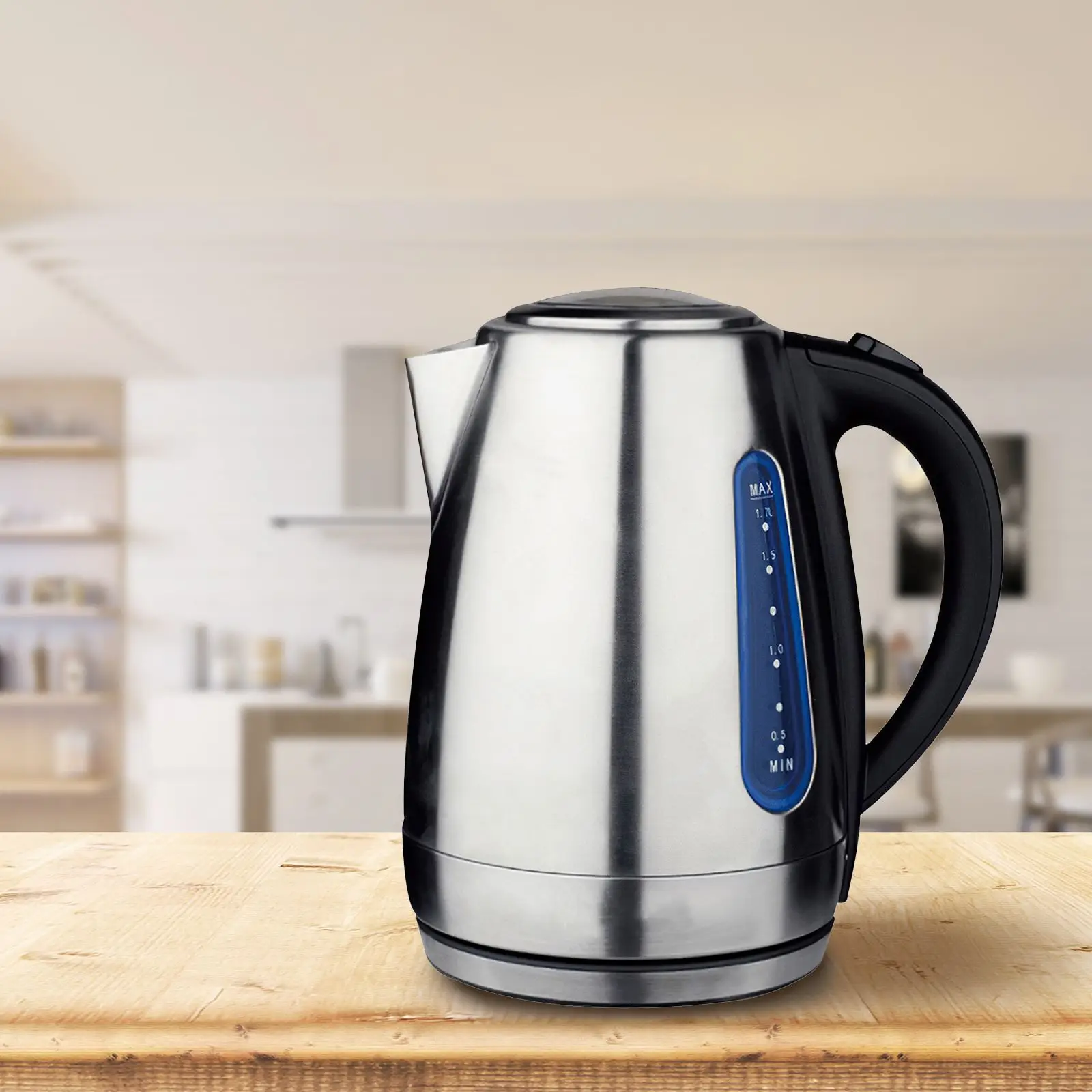 

220V 1850w 1.7L Stainless Steel Electric Kettle, Black With Automatic Power Off And Rapid Heating Of The Teapot