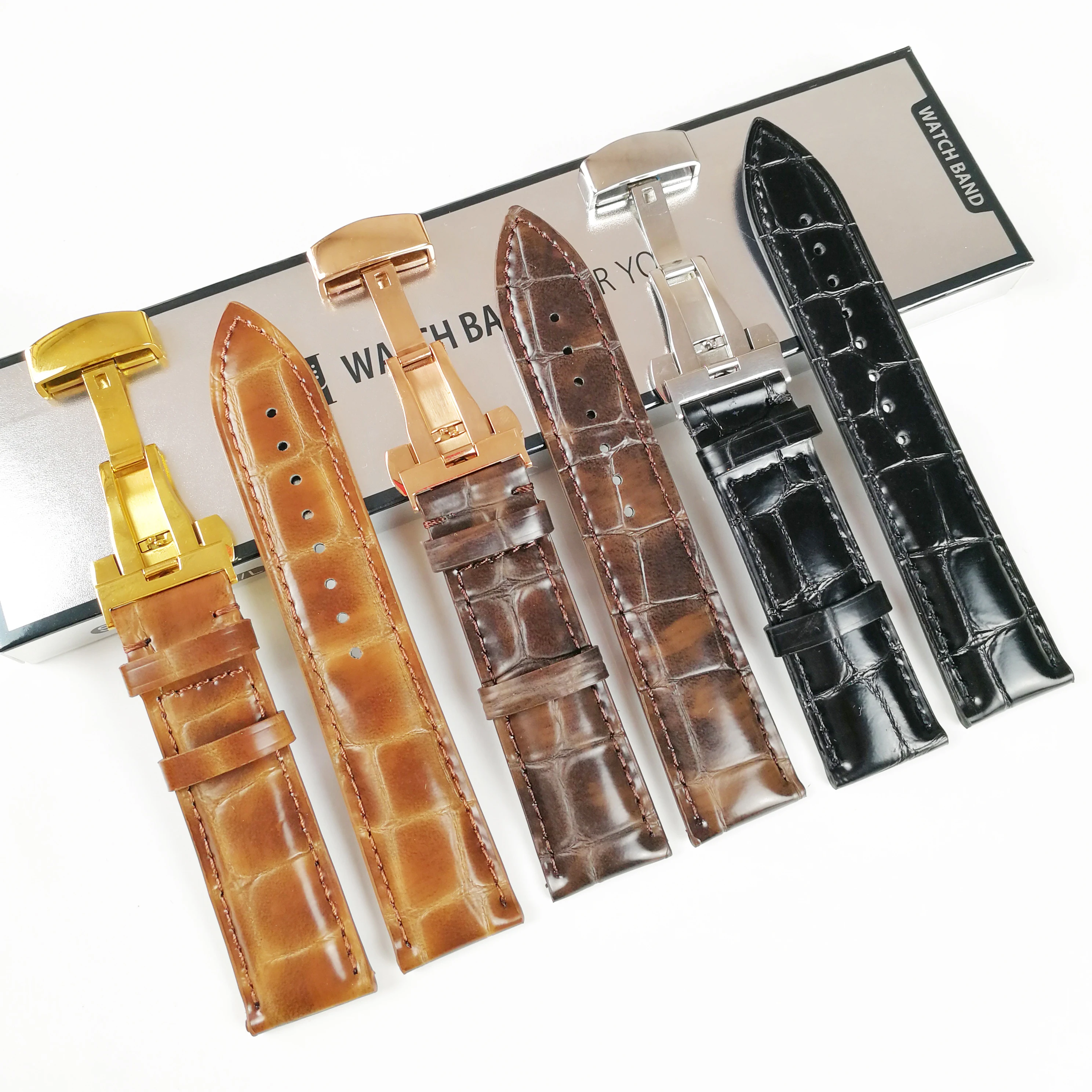 Universal Watchband Soft Calf Genuine Leather Watch band Strap 14 16mm 18mm 19mm 20mm 21mm 22mm 24mm Butterfly Buckle Bracelet | Наручные