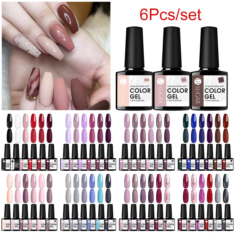 UR SUGAR набор для ногтей Macaro цветной УФ светодиодный Гель лак отмачиваемый