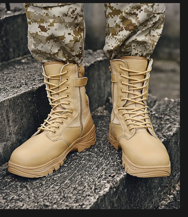 

Military Outdoor Shoes High Special Forces Tactical Boots Non-slip Wear-resistant Shock Absorber Puncture Boots Men Hiking Shoes