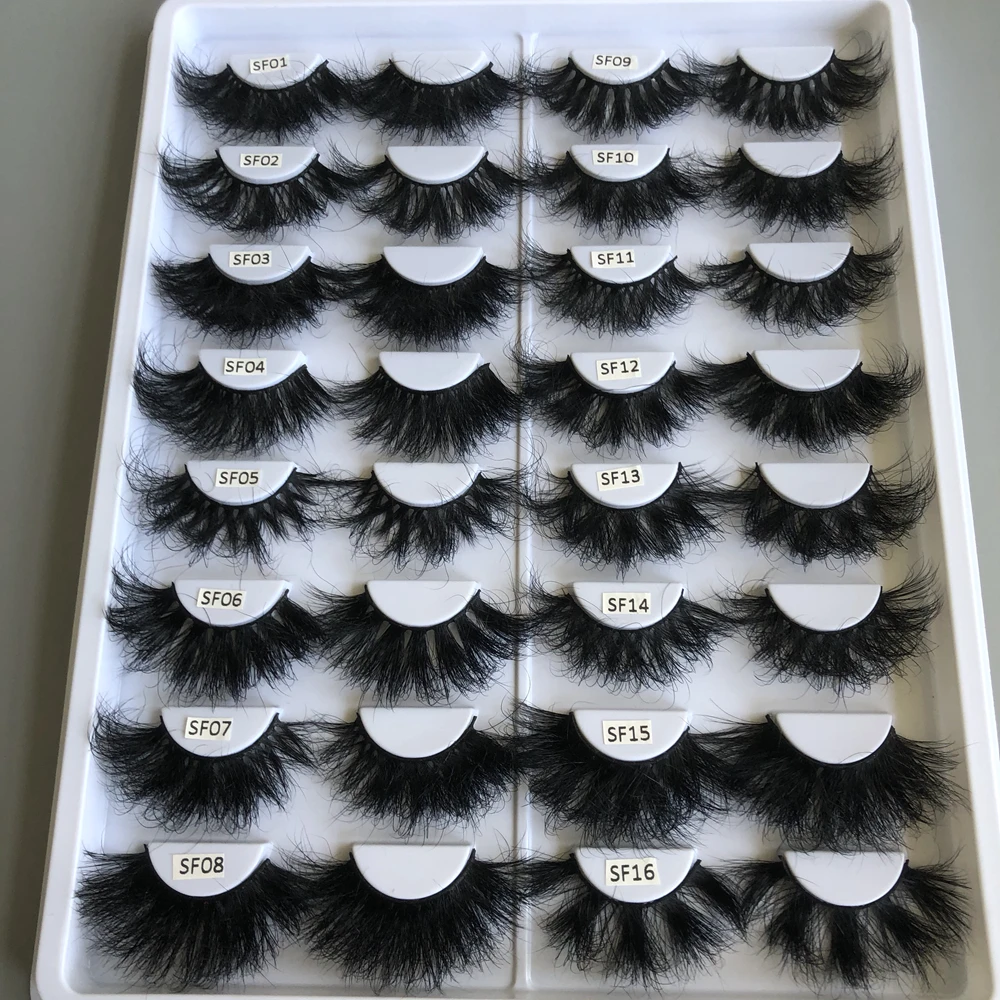 

Rainsin Vendor 30Pairs No Box 25mm Long Fluffy Lashes Makeup 3D Mink Eyelashes Wholesale Messy Dramatic 3d Mink Lashes