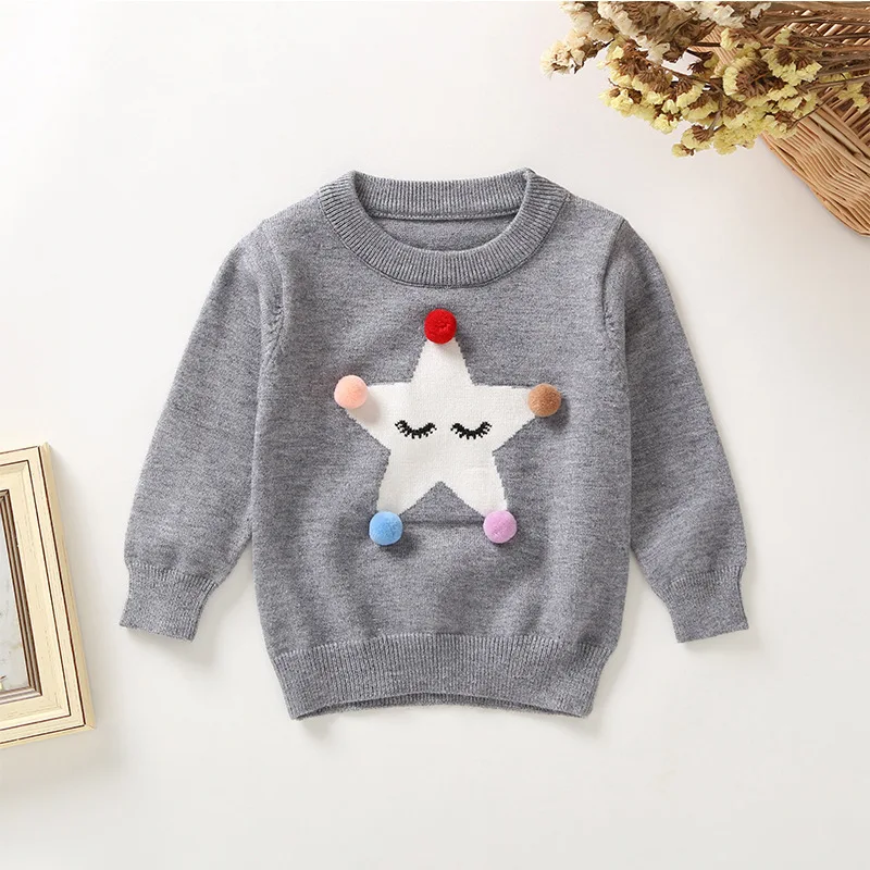 SAILEROAD 1-5Years Осенний вязаный свитер для девочки Star Applique Кардиган для девочек Хлопок Свитер маленький Sueter ninas