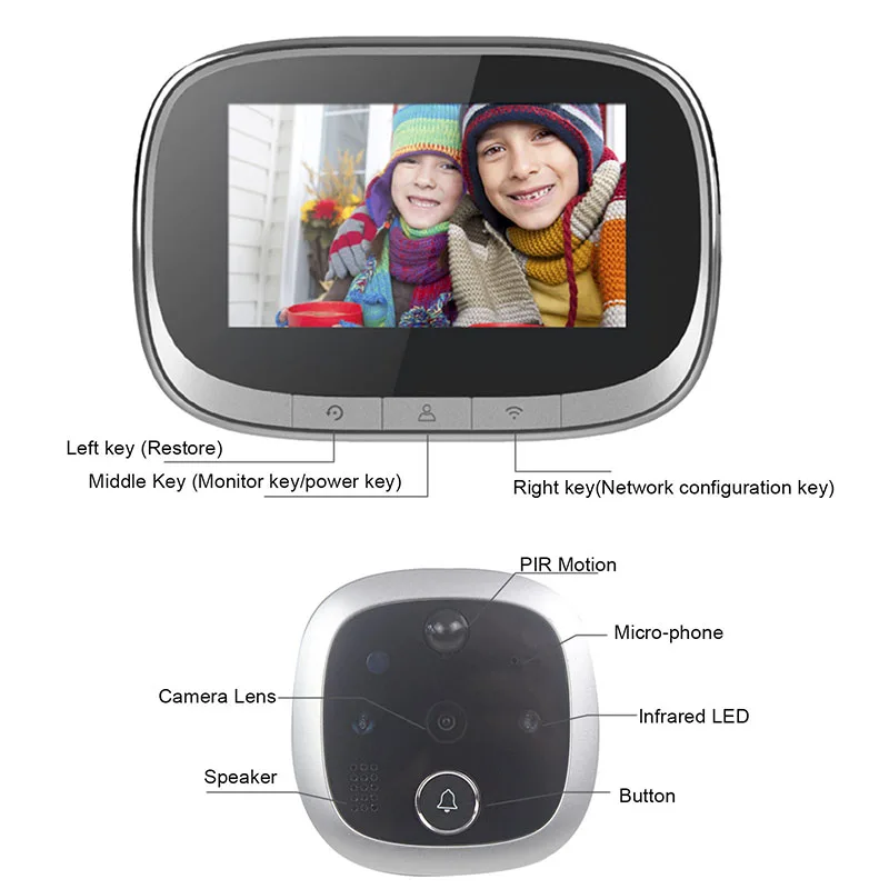 Tuya Peephole Video Doorbell Wifi Door Viewer Camera Intercom 4.3 Inch LCD Digital Home Security Eye Monitor Motion Detection |