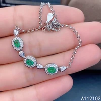 kjjeaxcmy fine jewelry 925 sterling silver inlaid natural emerald classic chinese womens bracelet support detection