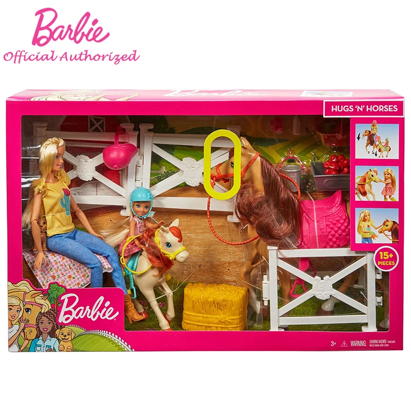 

Barbie Girl Farmer Series Doll Funny Farm Kid Toys and Horse Accessories With Two Princess Brinquedos FXH15 Indoor Friendship