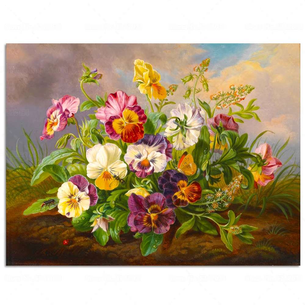 Алмазная картина в виде цветов бабочек божьей коровки 5D полная вышивка крестиком