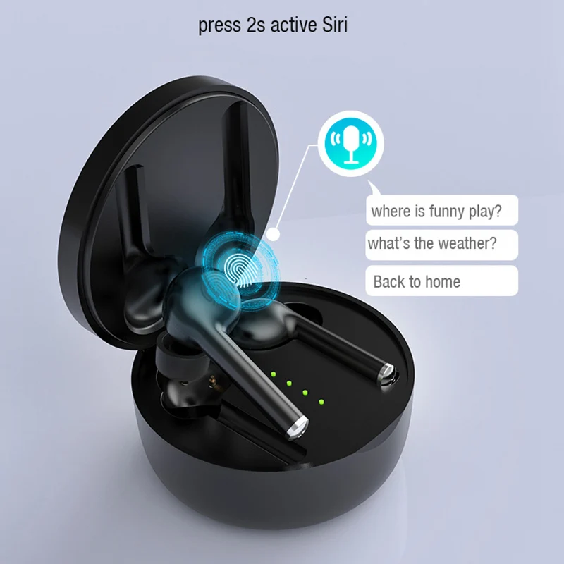 Беспроводные наушники TWS Bluetooth 5 0 гарнитура 3D бас звук сенсорное управление Siri