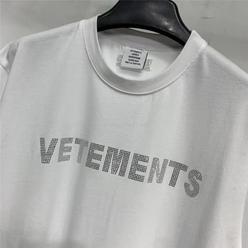 

Flash drilling VETEMENTS T-shirt Men Women 1:1 High Quality Oversize VTM Top Rhinestones T shirt