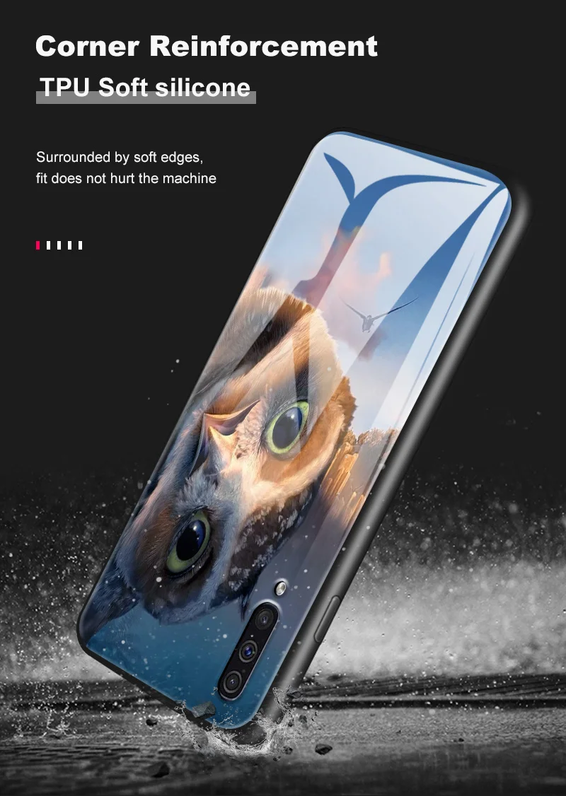 Закаленное Стекло чехол для samsung Galaxy A10 A20 A30 A40 A50 A70 A80 A6S A8S J4 плюс M10 M20 M30 S9 S10+ рисунок животных Чехлы